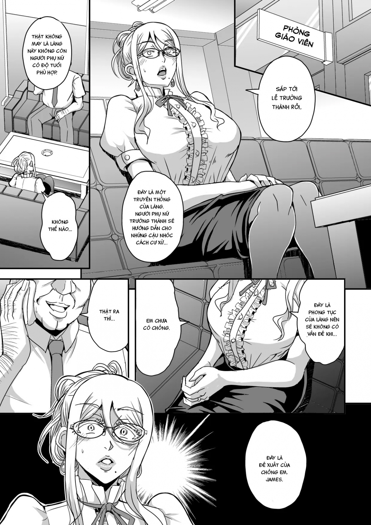 Bakunyuu Hitozuma Kinpatsu Gaikokujin Jokyoushi ga Mura no Inshuu de Kasshoku Shota no Fudeoroshi o Suru Hanashi Oneshot - Page 4