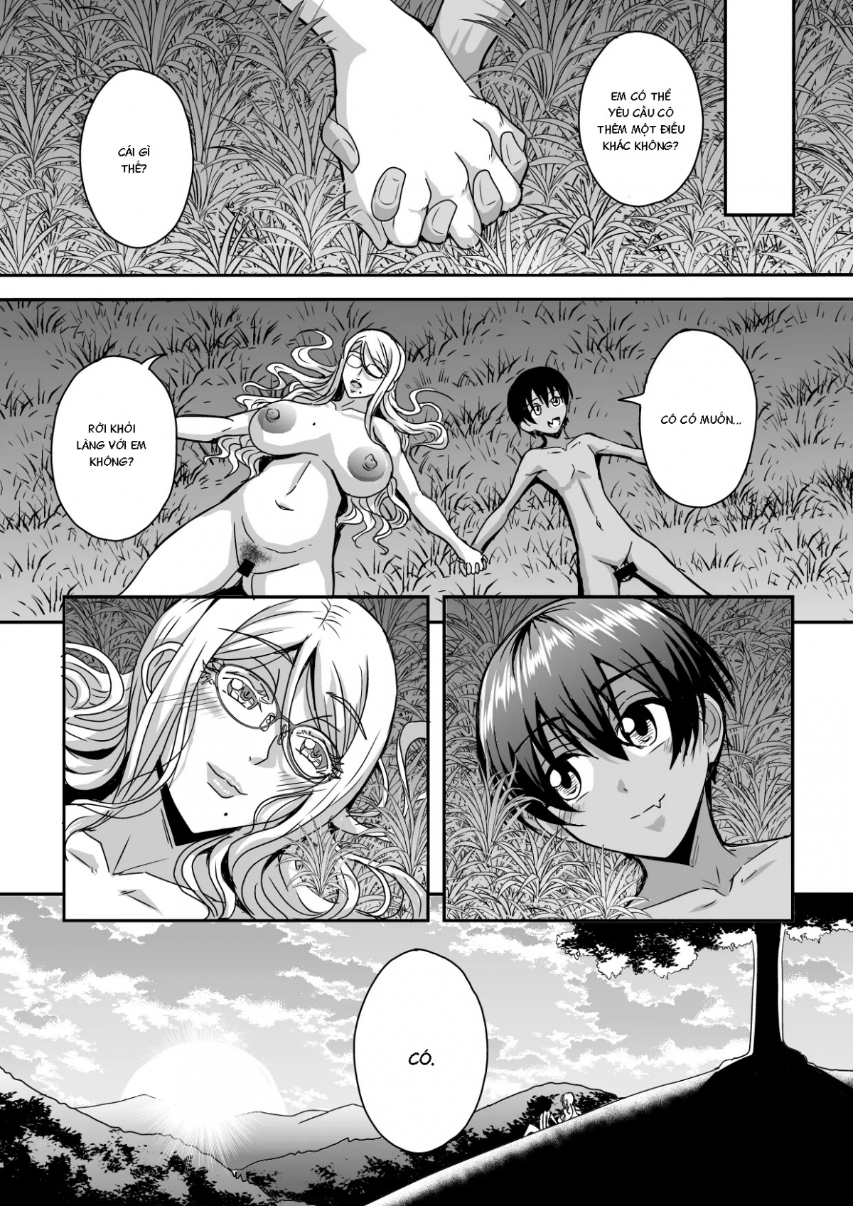 Bakunyuu Hitozuma Kinpatsu Gaikokujin Jokyoushi ga Mura no Inshuu de Kasshoku Shota no Fudeoroshi o Suru Hanashi Oneshot - Page 56